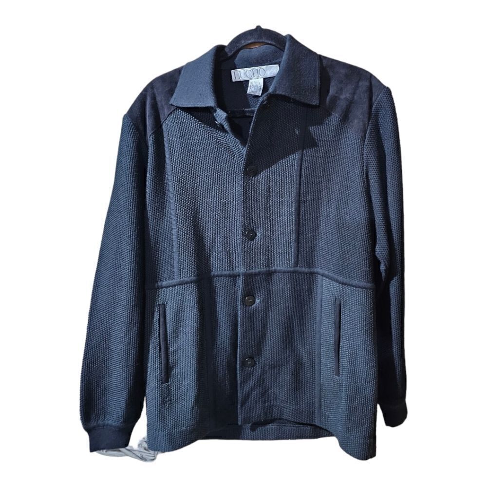 LUCHO HOUSTON Men's Black Knit‎ & Suede Jacket- Size 38